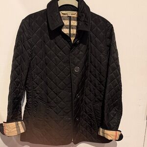 Burberry Black Quilted Lightweight Jacket with Signature Check Trim